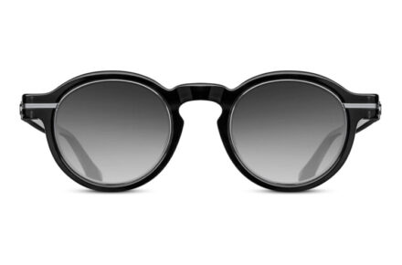 MATSUDA M2050 Black Stripe – Brushed Silver Lens Grey Gradient