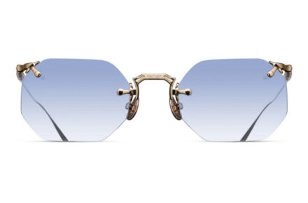 MATSUDA M3104-B Brushed Gold Lens Geometric Café Blue Gradient